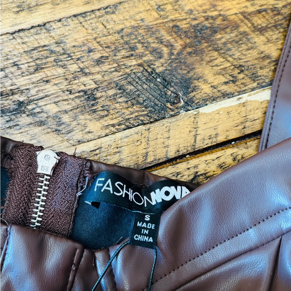 Fashion Nova Chocolate Faux Leather Mini Dress - Picture 6 of 12